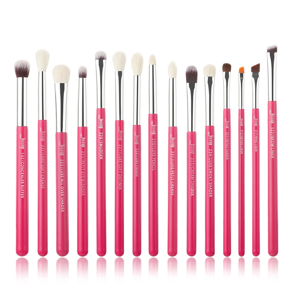 Jessup Makeup Brushes Set 15pcs Make up Brush Tools kit Eye Liner Shader natural-synthetic hair Rose Gold/Black T157