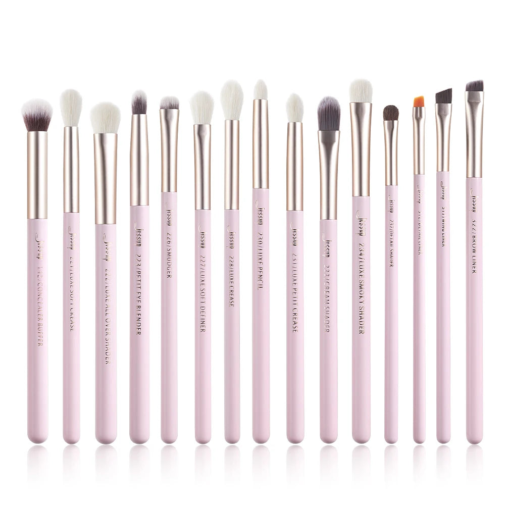 Jessup Makeup Brushes Set 15pcs Make up Brush Tools kit Eye Liner Shader natural-synthetic hair Rose Gold/Black T157