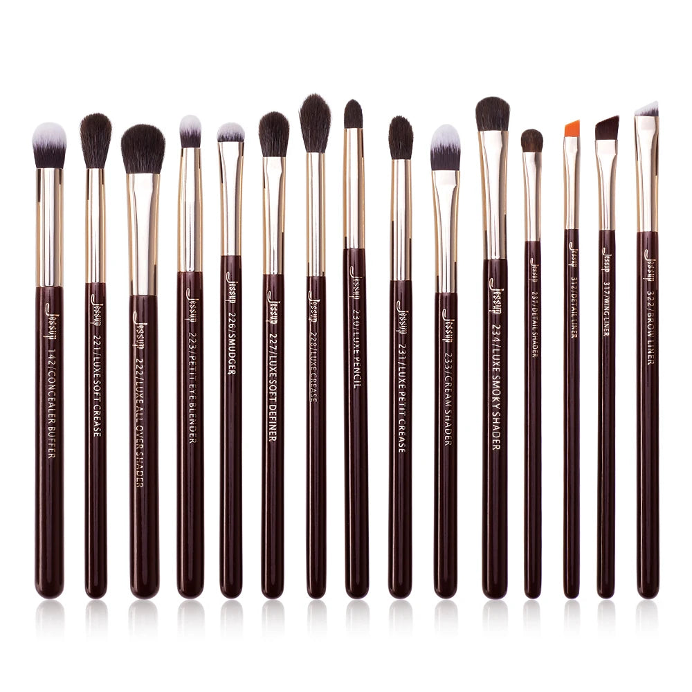 Jessup Makeup Brushes Set 15pcs Make up Brush Tools kit Eye Liner Shader natural-synthetic hair Rose Gold/Black T157