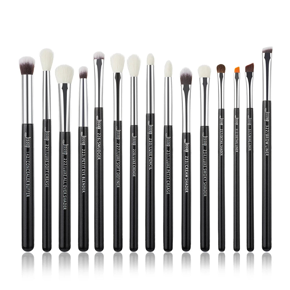 Jessup Makeup Brushes Set 15pcs Make up Brush Tools kit Eye Liner Shader natural-synthetic hair Rose Gold/Black T157