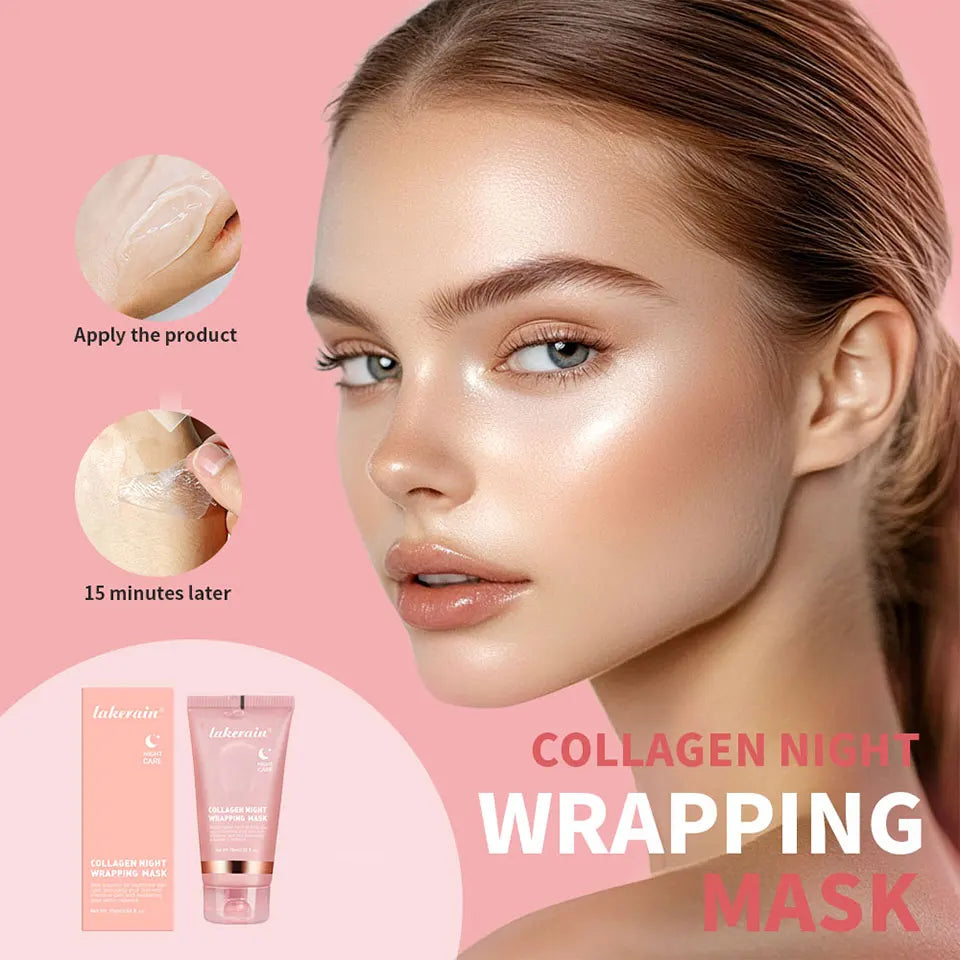 Collagen Peel Off Facial Mask Overnight Wrapping Pack Elasticity Hydration Care Reduces Sagging Dullness Hydrolyzed Collagen For