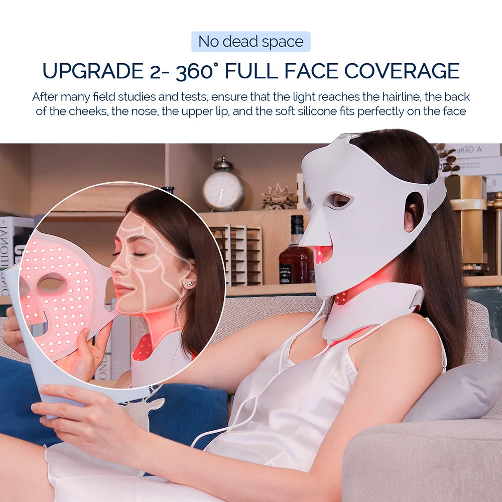 Face Neck Silicone LED Mask LED Light 7 Colors Photon Red Light Therapy Flexible Facial Beauty Mask Skin Care Anti-Ance