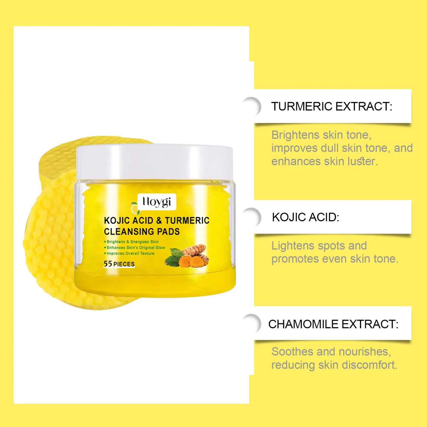 Turmeric Cleansing Pads Facial Exfoliating Makeup Removal Dead Skin Peeling Smooth Skin Shrink Pore Massage Face Washing Sponge