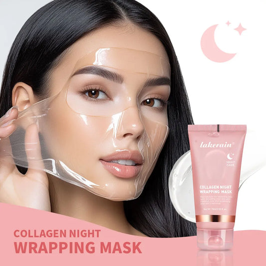 Collagen Peel Off Facial Mask Overnight Wrapping Pack Elasticity Hydration Care Reduces Sagging Dullness Hydrolyzed Collagen For