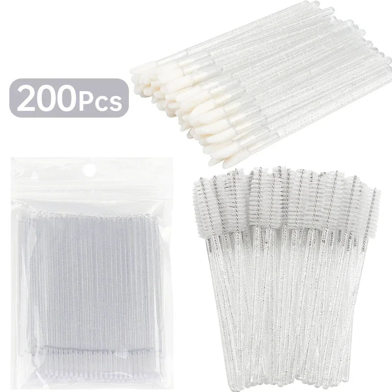 200pcs Eyelash Extension Special Eyelash Removal Brush Micro Brush Eyelash Brush Lipline Cotton Brush for Eyelash Extension Tool