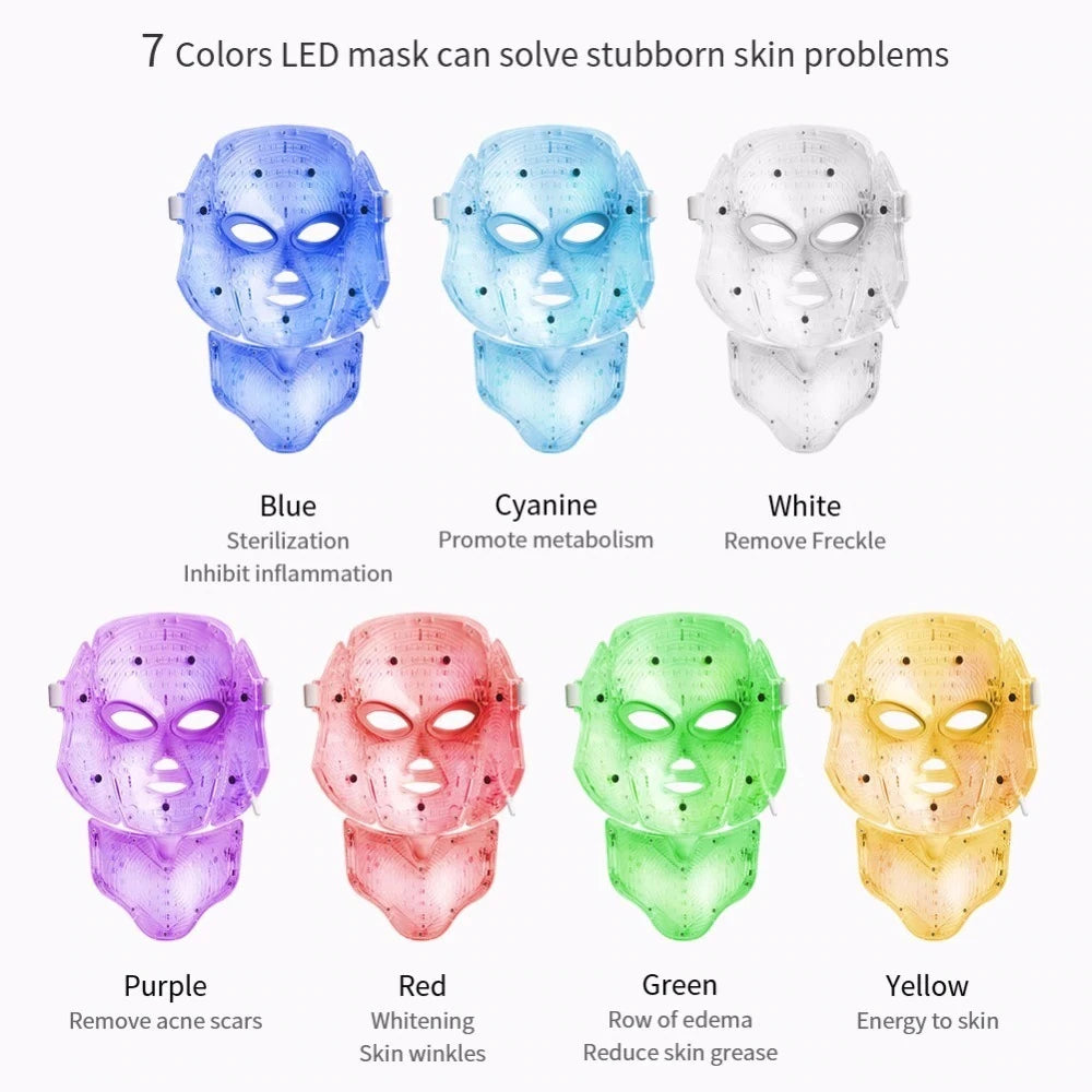 Red Light Therapy Skin Care Led Mask Home Use Beauty Devices 7 Colours LED Light Therapy Face Beauty Facial Devices