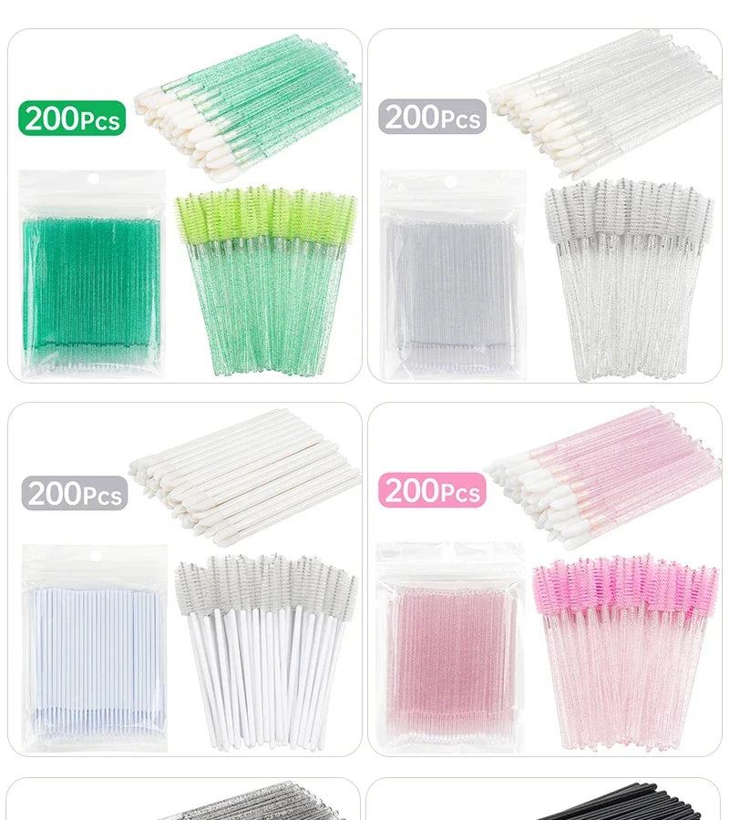 200pcs Eyelash Extension Special Eyelash Removal Brush Micro Brush Eyelash Brush Lipline Cotton Brush for Eyelash Extension Tool