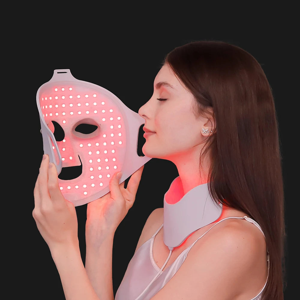 Face Neck Silicone LED Mask LED Light 7 Colors Photon Red Light Therapy Flexible Facial Beauty Mask Skin Care Anti-Ance