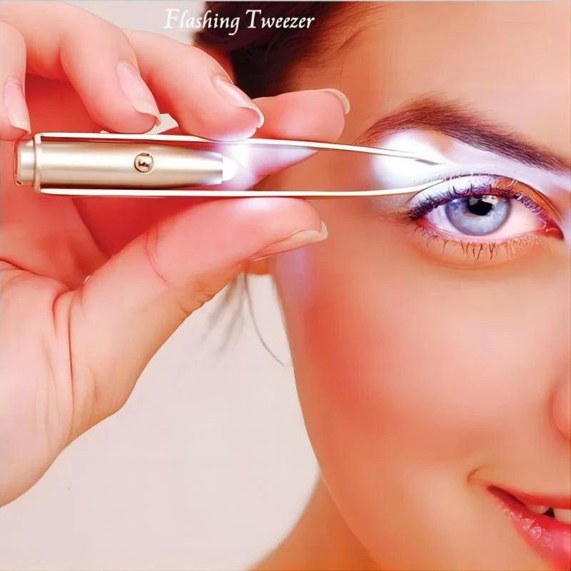 1pc Portable Stainless Steel Smart Design Eyebrow Hair Remove Tweezer With LED Light Makeup Tool