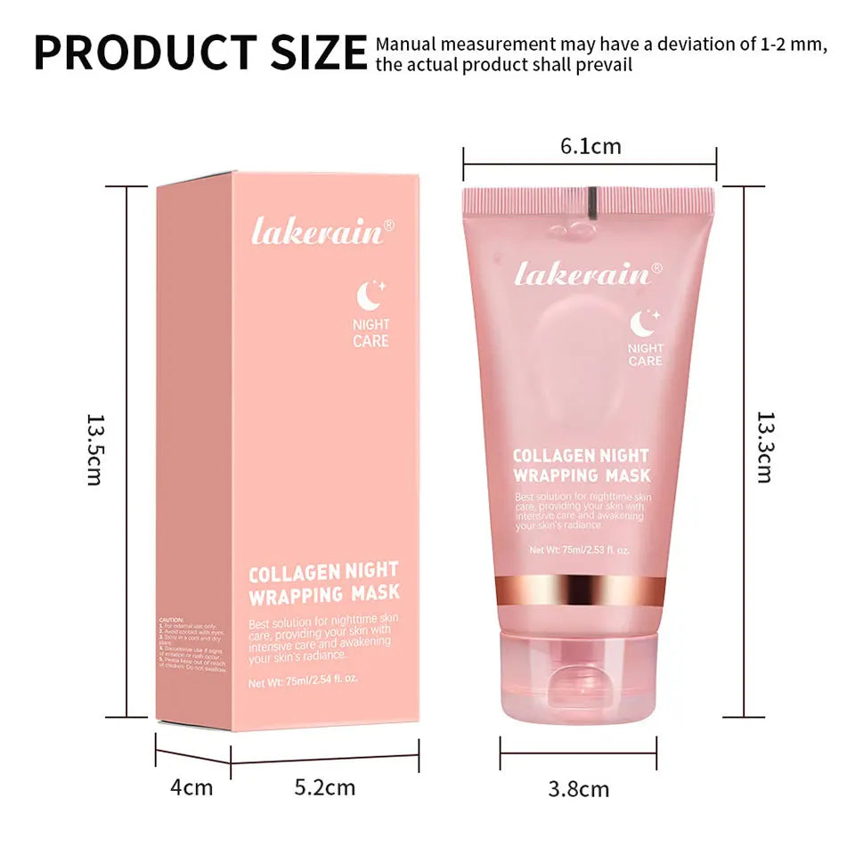 Collagen Peel Off Facial Mask Overnight Wrapping Pack Elasticity Hydration Care Reduces Sagging Dullness Hydrolyzed Collagen For