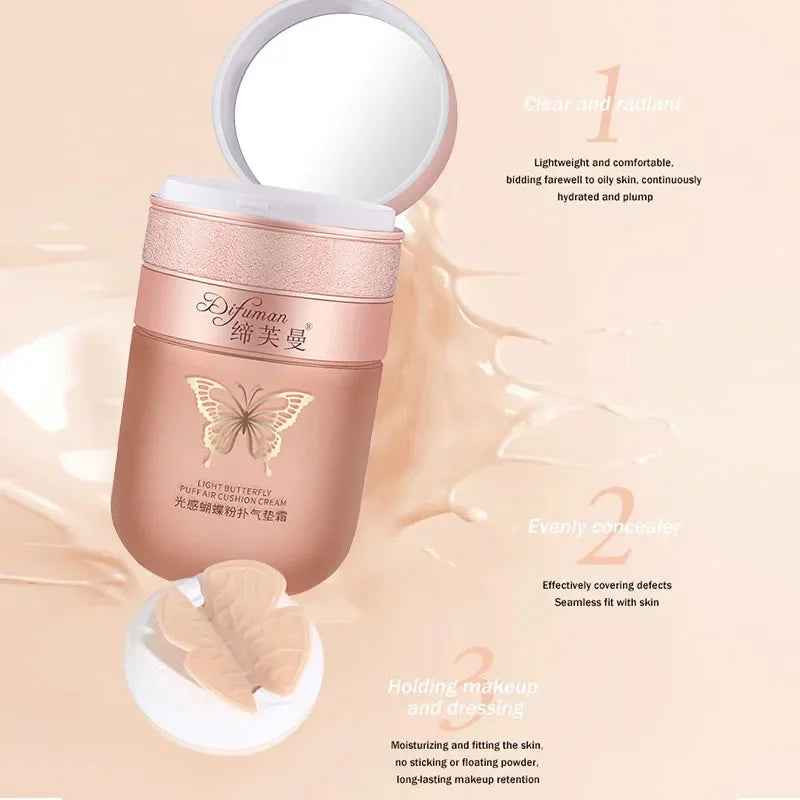 Air Cushion BB Cream Butterfly Powder Puff Moisturizing Foundation Concealer Whitening Oil-control Waterproof Makeup Cosmetics