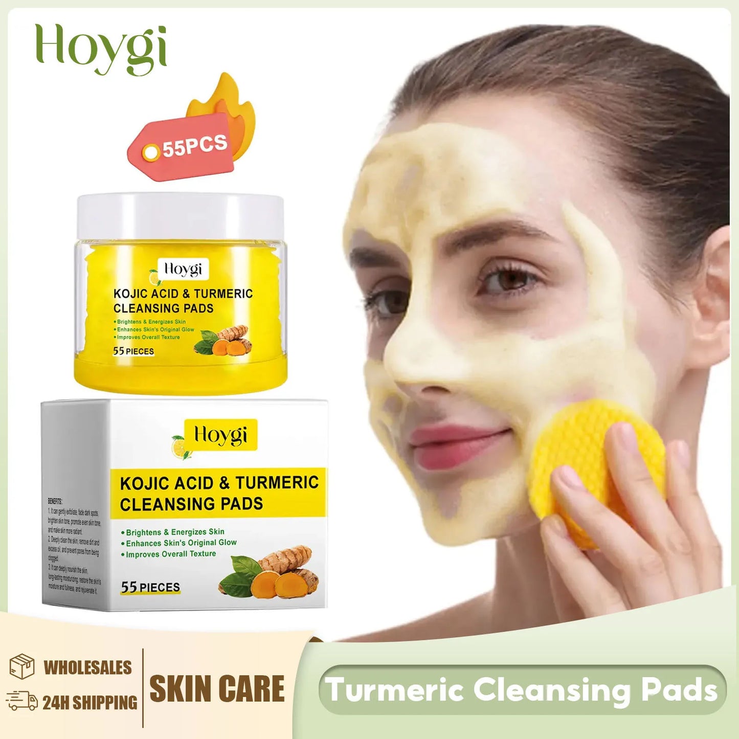 Turmeric Cleansing Pads Facial Exfoliating Makeup Removal Dead Skin Peeling Smooth Skin Shrink Pore Massage Face Washing Sponge