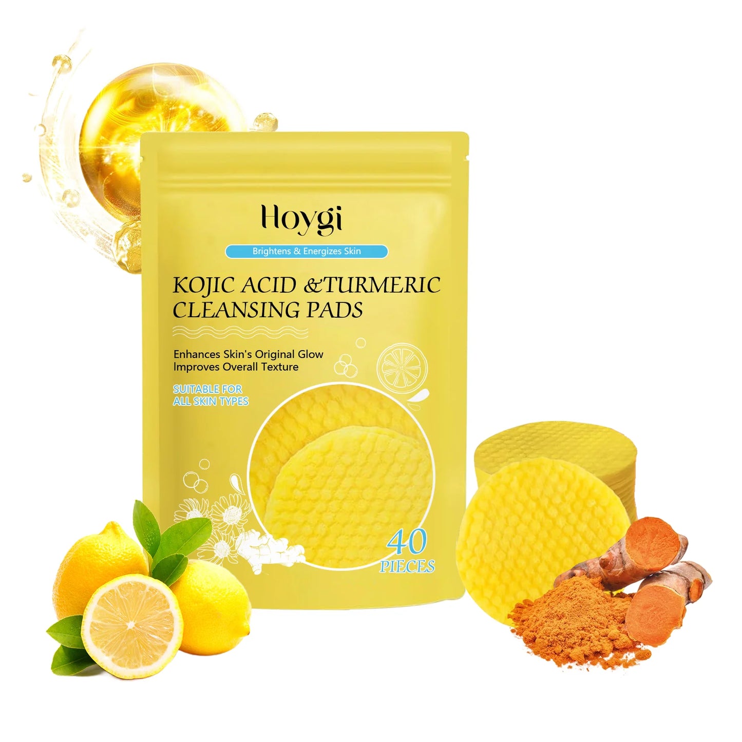 Turmeric Cleansing Pads Facial Exfoliating Makeup Removal Dead Skin Peeling Smooth Skin Shrink Pore Massage Face Washing Sponge