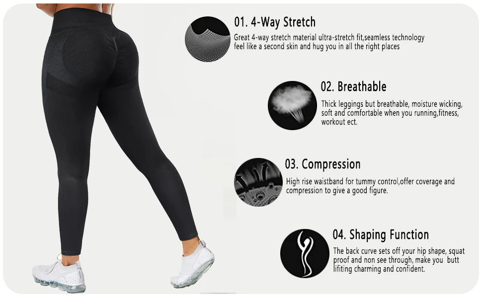 Seamless Peach Buttocks Leggings Women's Smile Contour Scrunch Butt Yoga Pants Fitness Athletic Gym Female Clothing Sport Tights