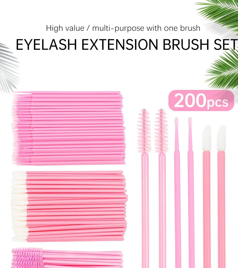 200pcs Eyelash Extension Special Eyelash Removal Brush Micro Brush Eyelash Brush Lipline Cotton Brush for Eyelash Extension Tool