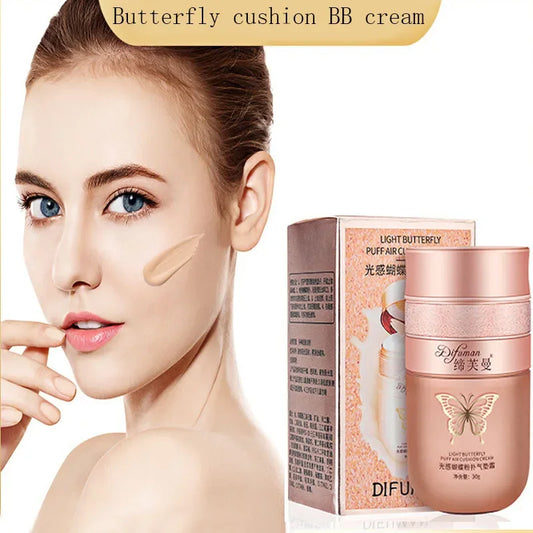 Air Cushion BB Cream Butterfly Powder Puff Moisturizing Foundation Concealer Whitening Oil-control Waterproof Makeup Cosmetics