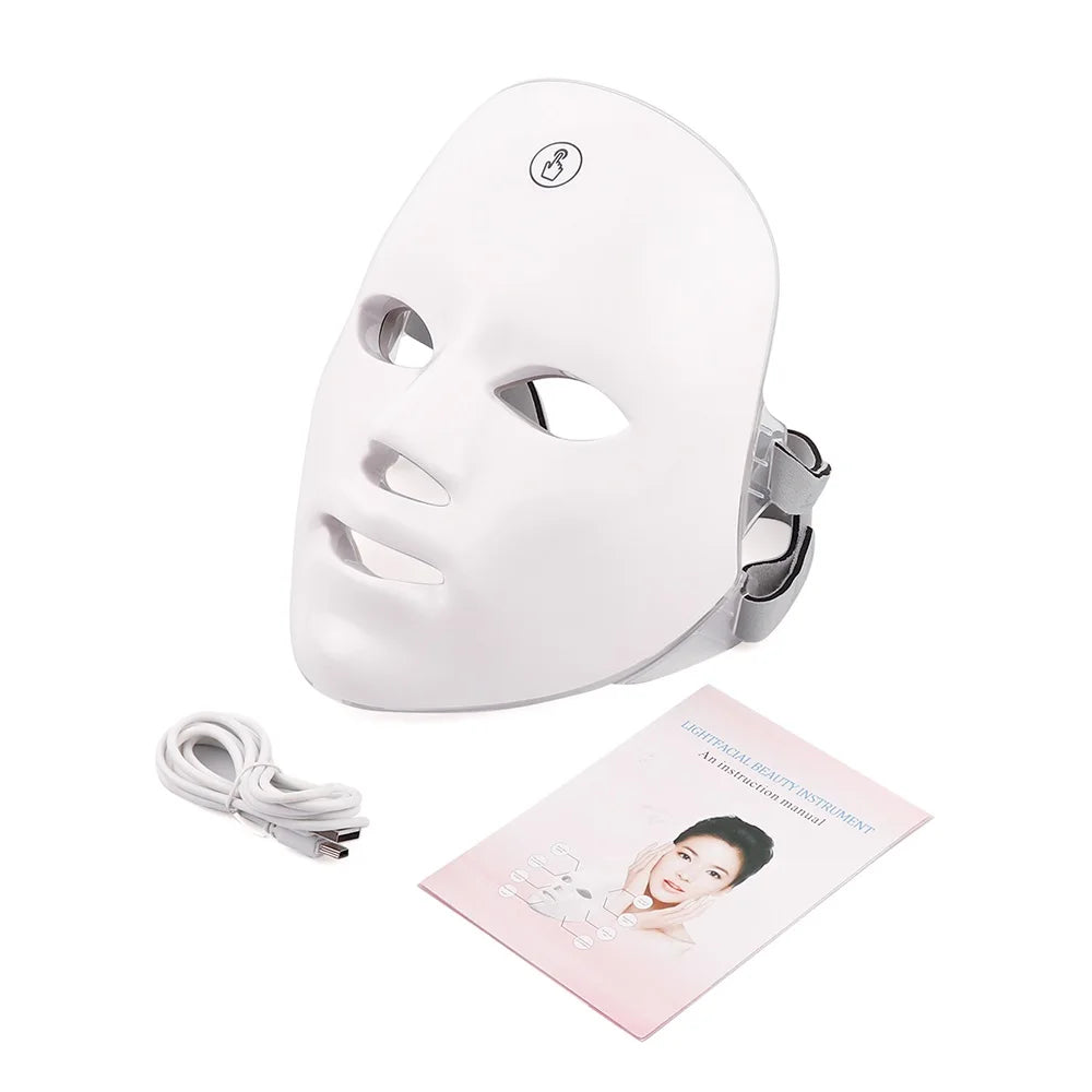 Rechargeable Facial LED Mask 7 Colors LED Photon Beauty Mask Skin Rejuvenation Home Face Lifting Whitening Skin Care Beauty Mask