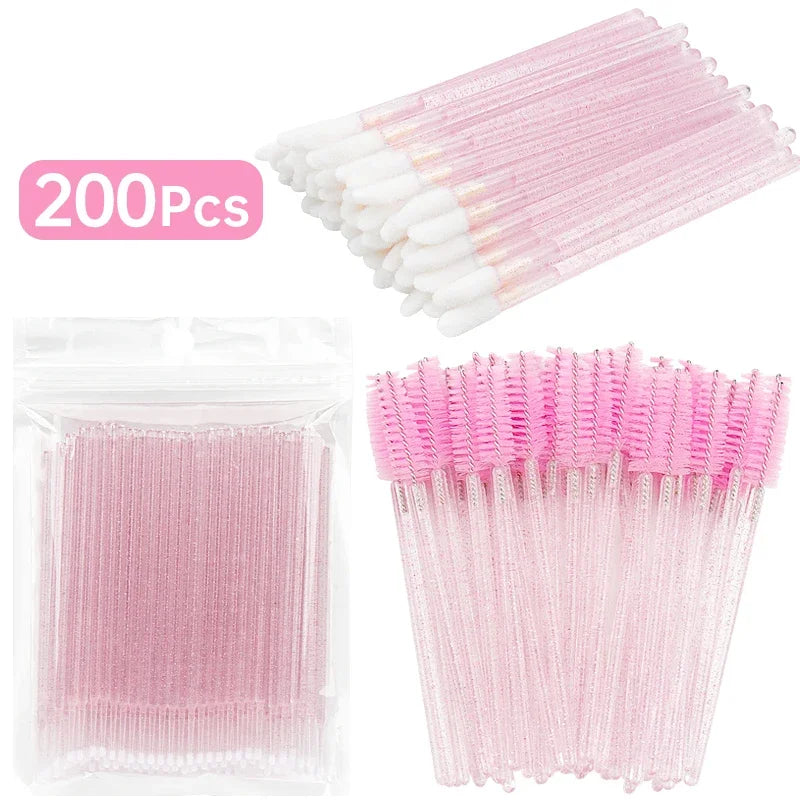 200pcs Eyelash Extension Special Eyelash Removal Brush Micro Brush Eyelash Brush Lipline Cotton Brush for Eyelash Extension Tool